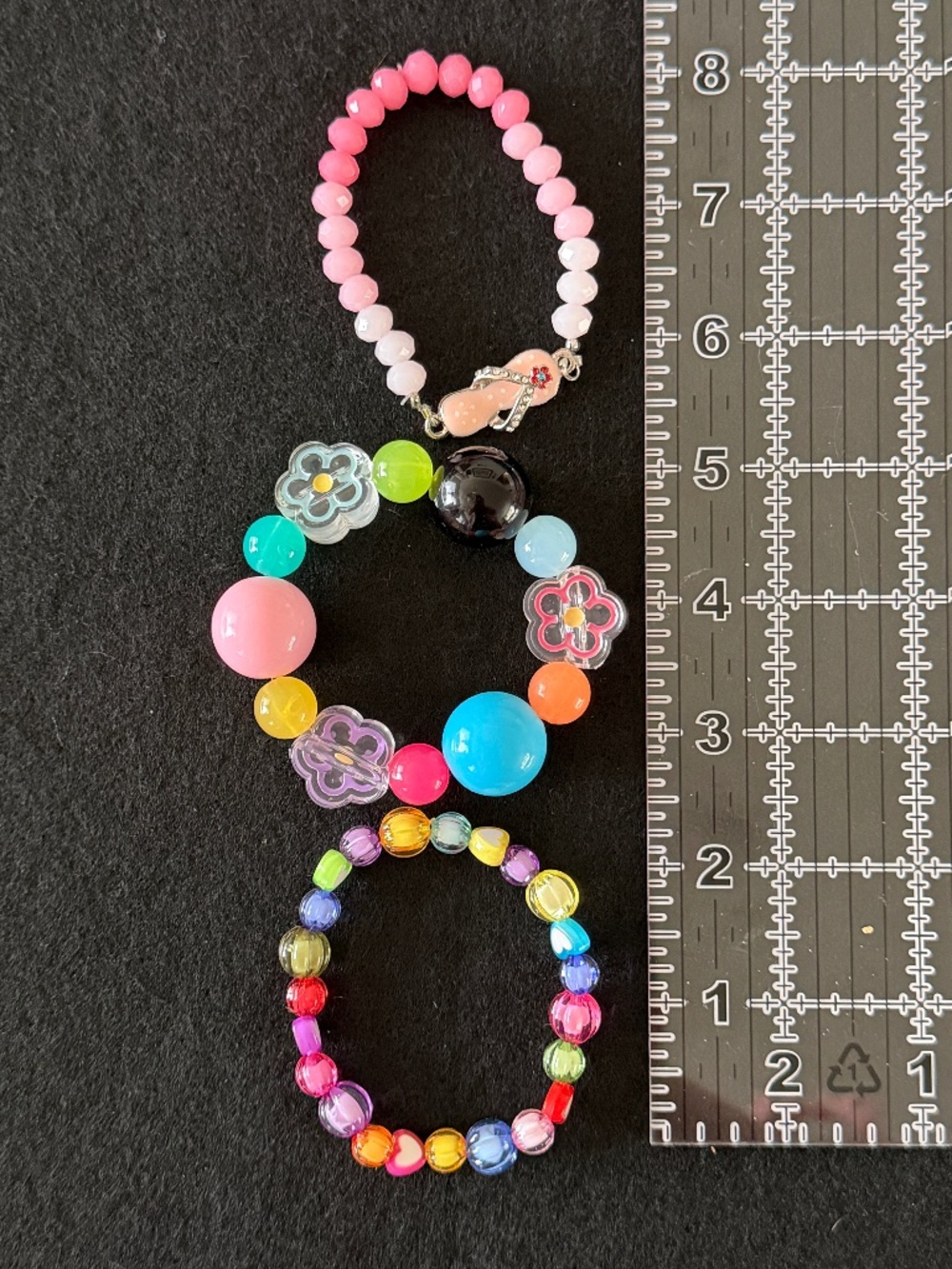 Bracelets Stretch Bubble Gum Beads, Glass Beads, Summer Motif, Flowers